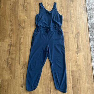 All in Motion Blue Jumpsuit – Size M Drawstring Waist Tapered Leg Lounge